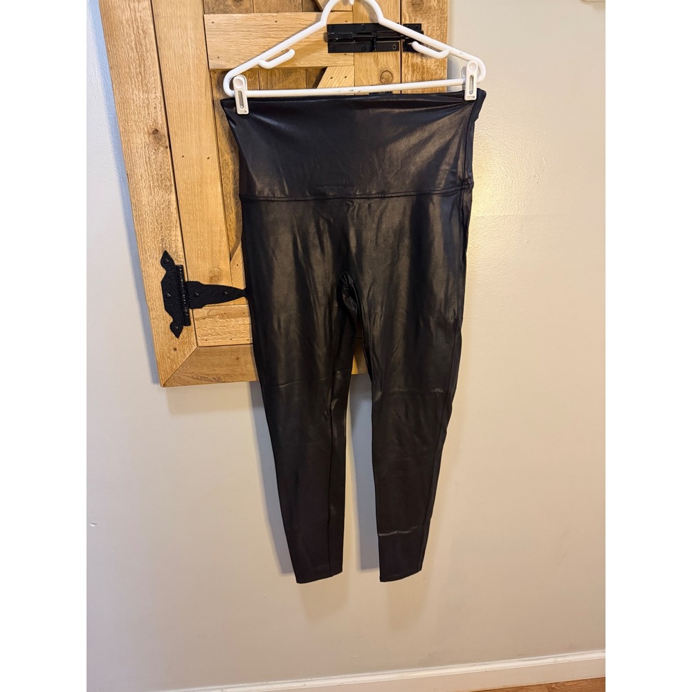 Spanx Faux Leather Leggings Black High Waisted Shaping 2XL 2TG
